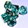 Galaxy Dice Set| Dark Green Mix Cyan Crystal DND Dice