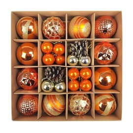 Souarts 42PCS Christmas Baubles Christmas Ball Ornaments Set with Strings Shiny Shatterproof Christmas Hanging Ball for Xmas Tree Hanging Holiday Party Decoration (Yellow-Orange，42PCS)