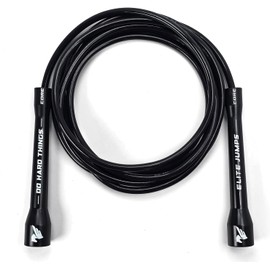 Elite Jumps, PVC 0.2 inch (6 mm), Jump Rope for Training, Adult Jumping Rope, Fitness, Muscle Training, Boxing (Black)