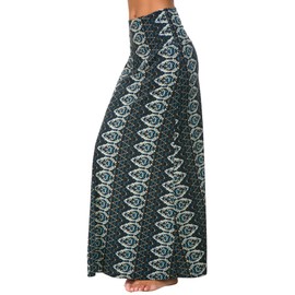 Urban CoCo Women's Stylish Spandex Comfy Fold-Over Flare Long Maxi Skirt (L, 2)
