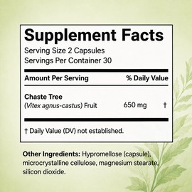 Vitex Supplement 650 mg, Women’s Daily Wellness Support, 60 Vegetarian Caps