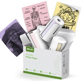 Nelko Genuine Self-Adhesive Thermal Printer Stickers, Compatible with PM230 Mini Sticker Printer, Black on White, 54mmx3.5m Mini Sticker Printer Paper, 3 Rolls, Yellow/Pink/Purple