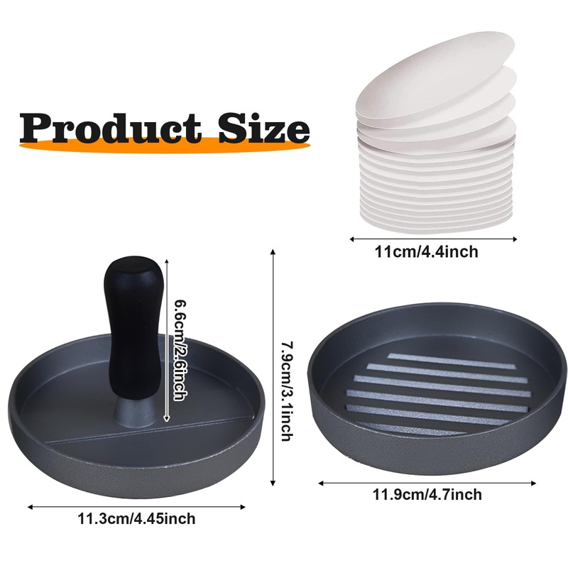 Burger Press with 100 Wax Paper Non-Stick Meat Patty Hamburger