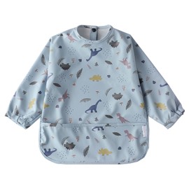 kalavika Meal Apron, Long Sleeve, Dinosaur Pattern, With Sleeves, Baby Food Apron, For Babies, Girls, Boys, Babies, Smocking, Waterproof, Children's Meal Apron, Nursery School, 0 Years, 1 Years, 2