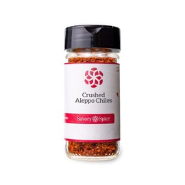 Savory Spice Crushed Aleppo Peppers - Aleppo Pepper Flakes | Middle Eastern Halaby Red Pepper Chili Flakes - Moderately Hot Aleppo Seasoning (Medium Jar - Net: 1.95 oz)