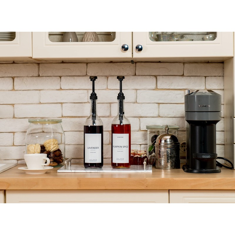 Demi's Home 25.4 oz 750 ml Glass Coffee Syrup Dispenser
