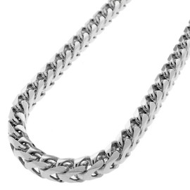 Verona Jewelers Mens 925 Sterling Silver 5.5MM Franco Chain Necklace, Square Box Link Rhodium Franco Necklace,925 Franco Chain for Men, Open Box Link Chain