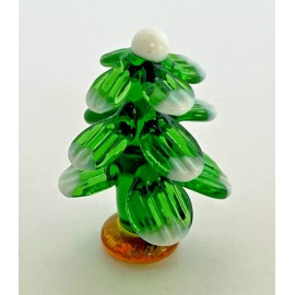 Unbranded Ganz Mini Glass Green Snow Covered Winter Tree-Christmas Figurine 1 1/2" Tall