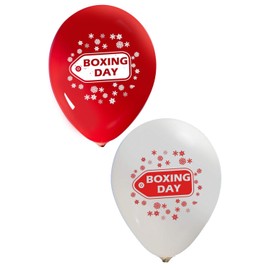 Boxing Day Balloons - 12 Inch Latex - 2 Sided Print (16 Pieces) for Event Use - Fill with Air or Helium