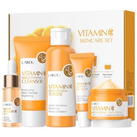 Vitamin C Skincare Set Moisturizing Face Kit with Facial Cleanser Serum Cream Toner for Eye Skin and Anti-Aging / 비타민 C 스킨케어 세트 페이셜 클렌저가 포함된 보습 페이스 키트 세럼 크림 아이 피부 및 노화 방지를 위한 토너