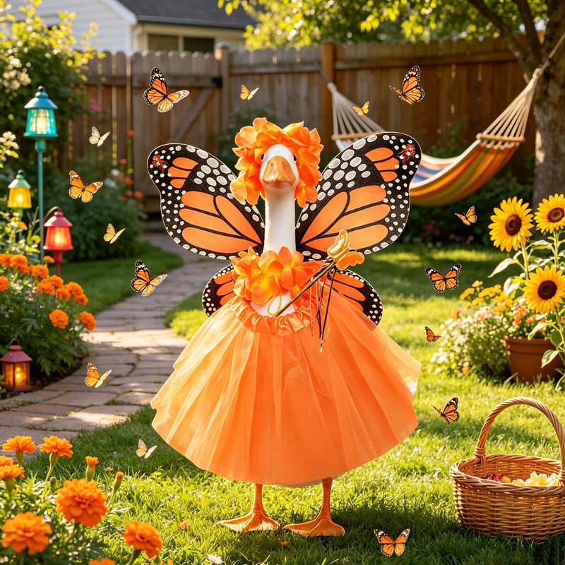 5 Pcs Butterfly Porch Goose Outfits for 17'' 23'' Lawn