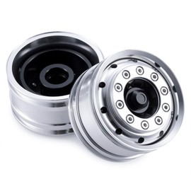 WEFEINO Aluminum Alloy Front Wheel Hubs Rims Upgrade Parts for 1/14 RC Tamiya Tractor Truck RC Car (2PCS)