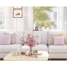 BBTO 20 Pieces Mirror Sheets Self Adhesive Non Glass Mirror Tiles Wall Sticky Mirror (6 x 9 inch)