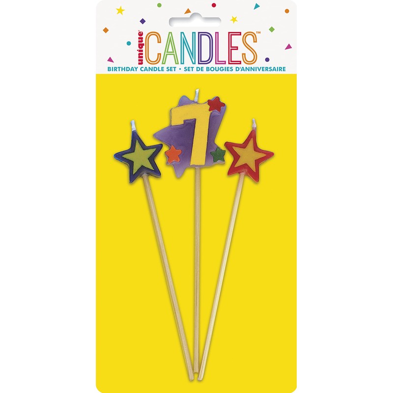 Unique Party 34047 - Number 7 Star Birthday Candles Set