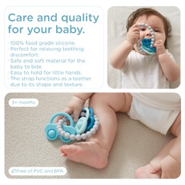 KUB Teething Toys 3-12 Months, Baby Teethers, BPA Free Soft and Textured Silicone Teethers for Babies Blue
