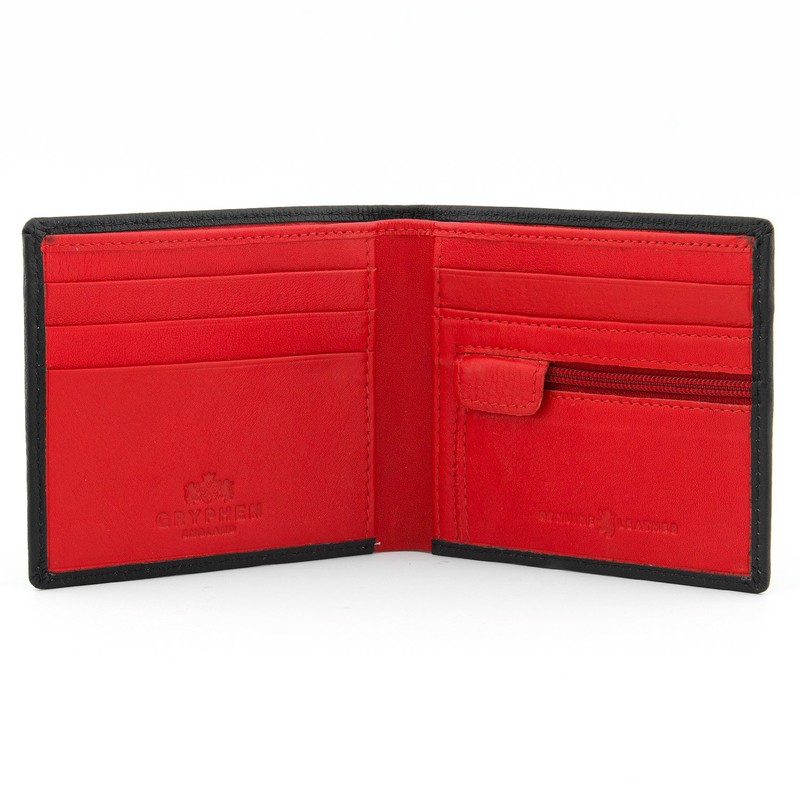 Gryphen Men's RFID Blocking Genuine Leather Wallet (Black/Red)