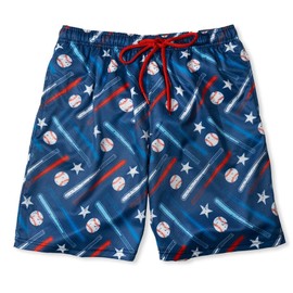 ChalkTalkSPORTS - Baseball Swim Trunks | Baseball All American Board Shorts | Youth Small