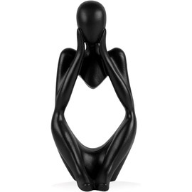 NxInnoX Creative Resin Thinker Minimal Abstract Art Sculpture Statue Figurines Home Office Bookshelf Desktop Decor (Black, Focus, Small)