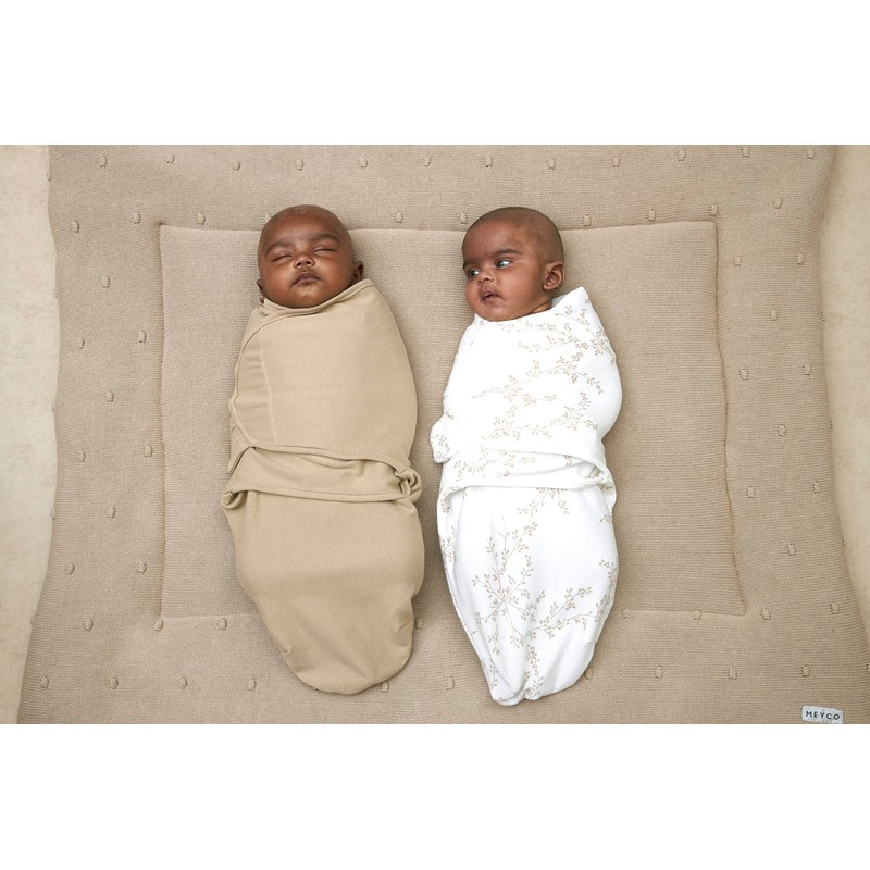 Meyco Baby Swaddling Bag Branches, Plain Sand, 4-6 Months, Pack