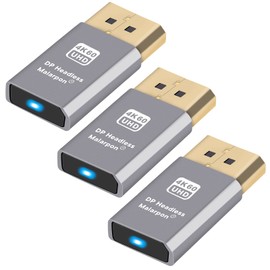 Malarpon DispalyPort Headless Dummy Plug Display Emulator with Blue Light for PC 4K DP Ghost (fit Headless 1080@120Hz- Real Versions 3840x2160@60Hz)-3P