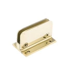 2-1/2" W x 1-7/16" H Polished Brass "Grip It No Drill" Flat Glass Clip for 1/4" Thick Panels