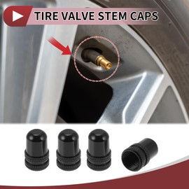 HEROFFIX 4 Pcs Dustproof Tire Valve Stem Caps 16mm Tyre Valve Dust Covers for Most Cars Truck Black Aluminum Alloy