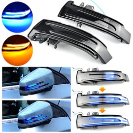 QKLsudua 2pcs Dynamic Sequential Blink Compatible with Be-nz W204 CLA A B C E S GLA GLK CLS Class W176 W212 LED Side Mirror Turn Signal Light Assembly-Blue+Yellow