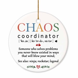BSQUIELE Coworker Gifts for Women, Friendship Christmas Decoration, Birthday Christmas Thanksgiving Gifts for Her, Chaos Coordinator Boss Lady Friend, Appreciation Inspiration Gifts, Ceramic Ornament