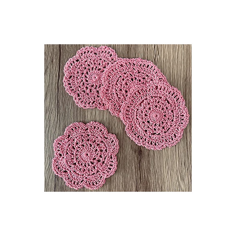 Phantomon Lace Round Crochet Doilies Handmade Coasters, 4-Inch, Pack of