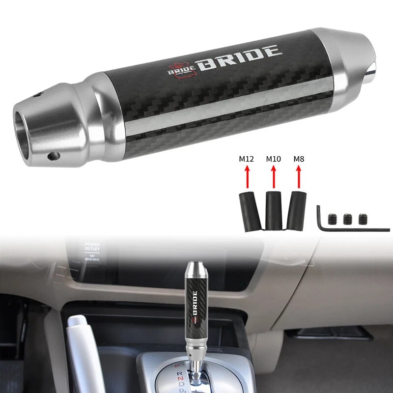 JDM BRIDE Carbon Fiber Aluminum Silver Universal Automatic Car Gear