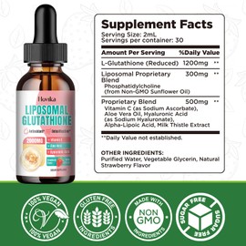 Liposomal Glutathione Supplement 2000mg, Liquid Glutathione Drops with Vitamin C, Master Antioxidants for Immune System, Aging Defense, Skin Health, Liver Detox-Superior Absorption, Strawberry 2 Fl Oz