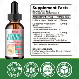 Liposomal Glutathione Supplement 2000mg, Liquid Glutathione Drops with Vitamin C, Master Antioxidants for Immune System, Aging Defense, Skin Health, Liver Detox-Superior Absorption, Strawberry 2 Fl Oz