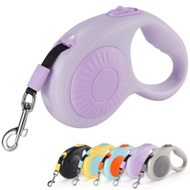JSXD 360° Tangle-Free Retractable Dog Leash with One-Handed Brake, Pause, Lock, 10 ft Strong Nylon Tape Pet Walking Leash,Suitable for Cats, Small and Medium Dogs up to 66 lbs (Purple, 10 ft)