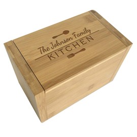 GiftsForYouNow Engraved Kitchen Utensils Recipe Box