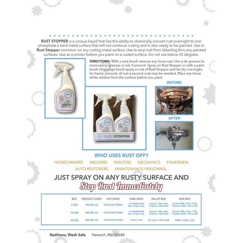 Wash Safe Industries WS-RS-32 Clear Rust Stopper Rust Primer and