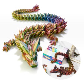 Dak Haan 30 ”Large 3D Dragon,Flexible Articulated Dragon,Crystal Dragon Toy, 3D Printed Gift for Festival ，Home Decoration, Executive Desk Decorations(Gold red Blue)