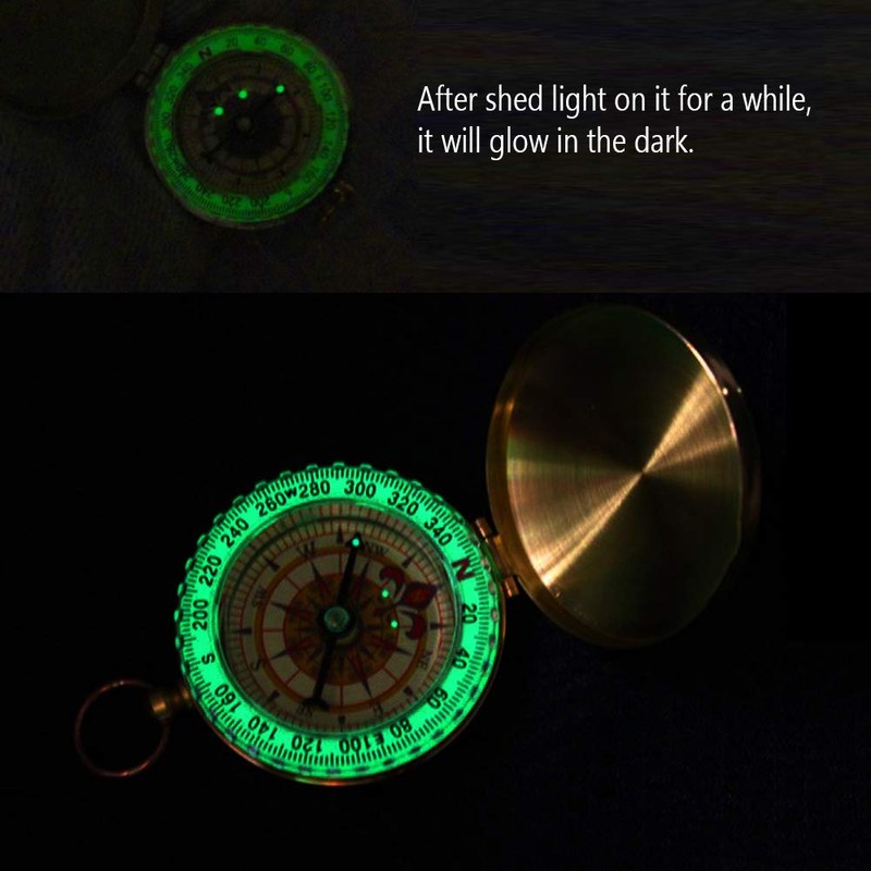 VKI® Compass, Pocket Compass, Waterproof Brass Compass, Glow in the