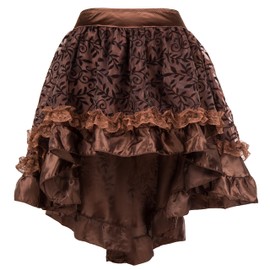 Bslingerie Womens Steampunk Asymmetrical Multicolored Skirt (Brown L)