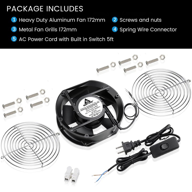 GDSTIME Axial Fan 17251, 110V 120V AC 172mm x 150mm