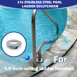 Upgrade 316 Stainless Steel Pool Ladder Escutcheon - Suitable for use on Saltwater Vessels Escutcheons Plates Fits for 1.9" Inner Diameter Tubing Covers for Inground Pools Thickness: 37mil 2 Pack
