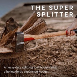 Adler Super Splitter - German Made, Wood & Rounds Splitting Axe with Hollow-Forge Design, 31.5" Hickory Handle with Anti-Slip Grip, 6.2 lb Head, Premium Leather Sheath