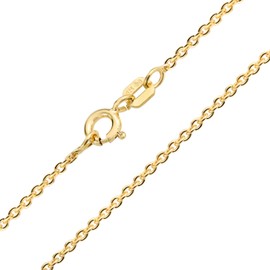 Simple Thin 2MM 14K Yellow Gold Plated .925 Sterling Silver Rolo Cable Chain Necklace For Women 16 Inch