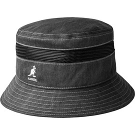 Kangol Distressed Cotton Mesh Bucket Navy, black