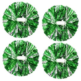 CREATIEE-PRO 4Pcs Metallic Cheerleading Pom Poms for Kids, 2 Pair Cheerleader Cheering Squad Pompoms for Boy Girl School Sports Games Team Spirit Cheer