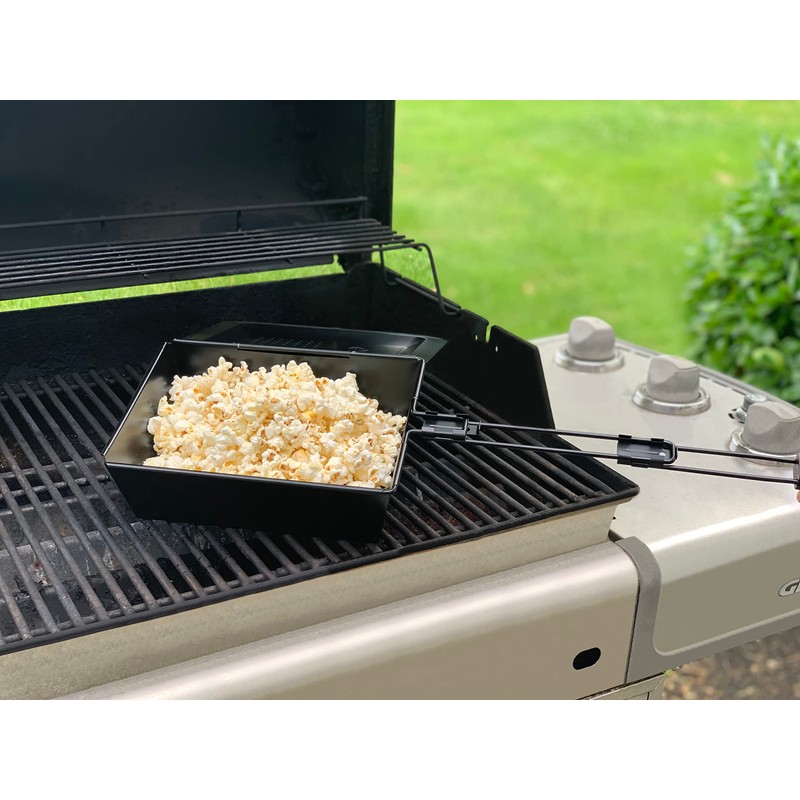 Outset Non-Stick Popcorn Tray With Removable Handle For Grill, Stove