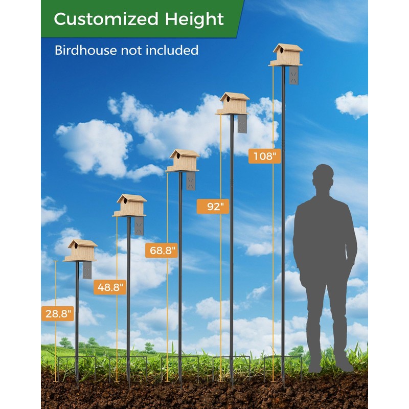 Boostool Bird Feeder Pole, 108 inch Bird Feeder Stand Station