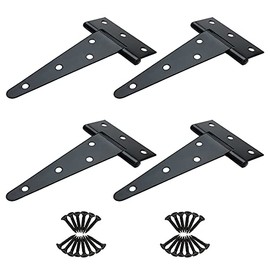 6 inch T Strap Hinges, Heavy Duty T-Strap Shed Door Hinges Gate Hinges, Tee Hinge for Wooden Fences,Yard Door,Barn Door Gates, Wrought Rustproof 4PCS