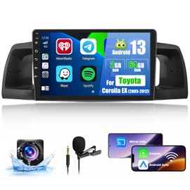 Car Radio for Toyota Corolla EX 2005-2012: 2G+64G Car Stereo with Wireless Carplay Android Auto, 9 inch Touch Screen with Bluetooth Upgrade for Tribeca with GPS WiFi SWC FM RDS DSP