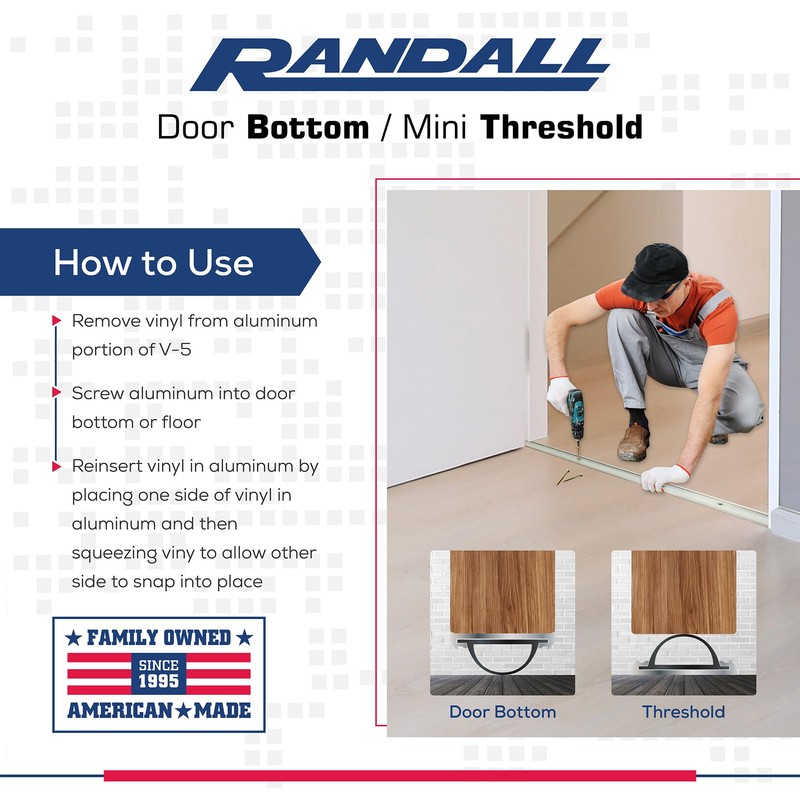 36" Mini Threshold or Door Bottom 1 1/4" Wide 3/8"-1/2"