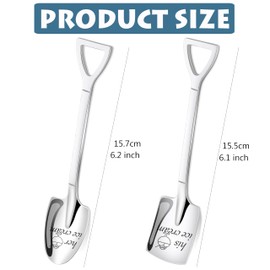 PBIEHSR Christmas Gifts for Couple, 2 Pcs His and Hers Gifts Ice Cream Spoons Stainless Steel Engraved Coffee Spoons, Wedding Gifts for Him Her (His & Her Ice Cream Spoon)